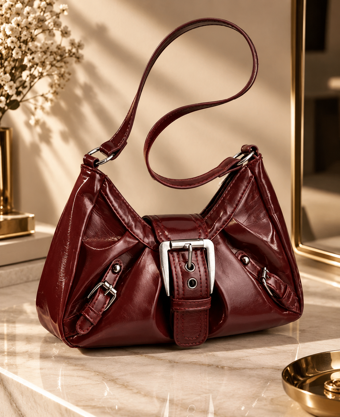 Bolso ÉLYSÉE Burgundy – Colección Luxe 🍷✨