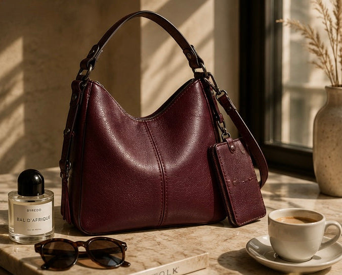 Bolso Aura Granate™ — Elegancia + Cartera de Regalo