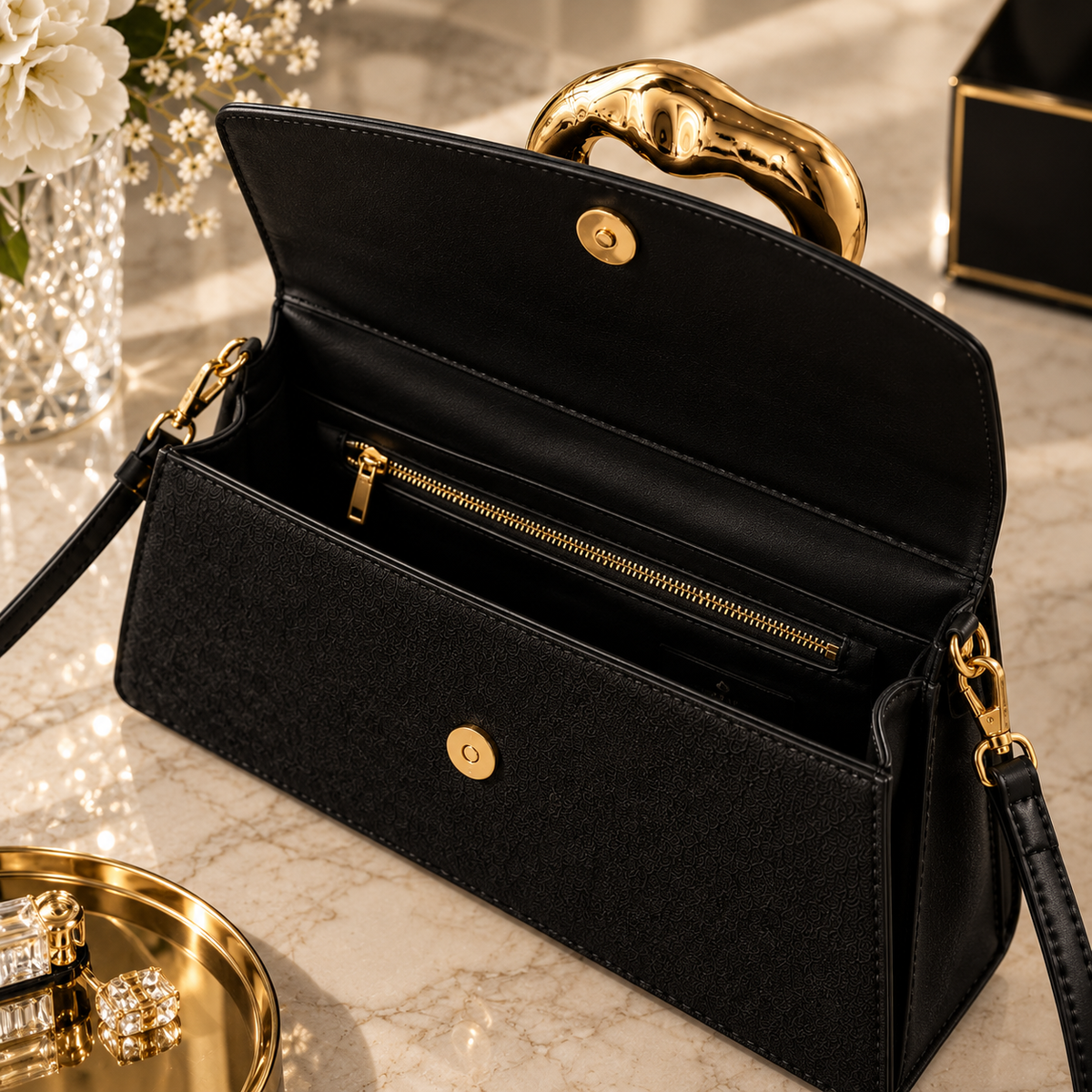 Bolso ÉLÉGANCE Noir – Asa Dorada 🖤✨